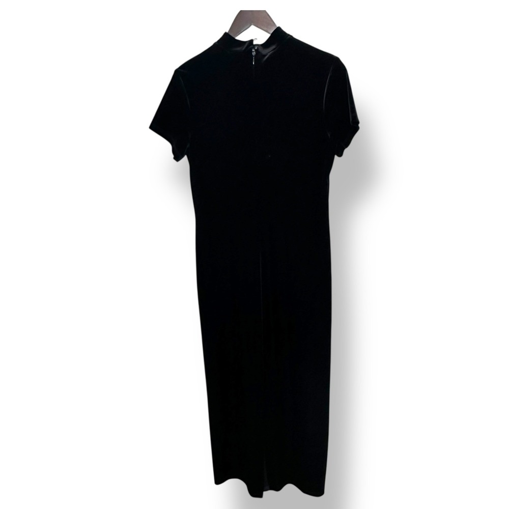 Vtg Velvet Cheongsam Dress Black Qipao Gown Women High Collar 12 Gothic Noir - Picture 3 of 7